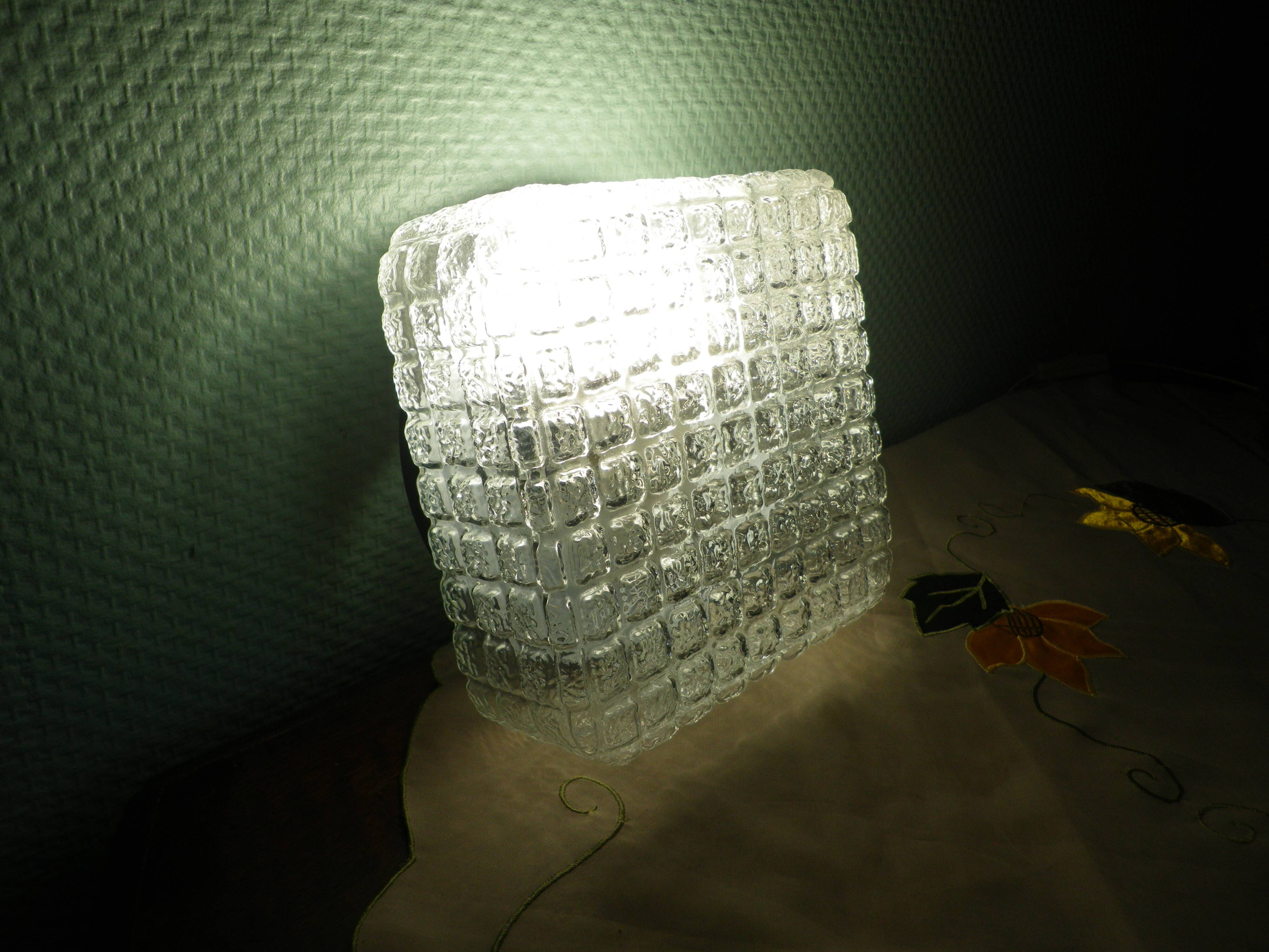 Pressed glass ceiling light, porcelain socket