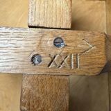 Height-adjustable table in oak and ceramic – Guillerme & Chambron, France