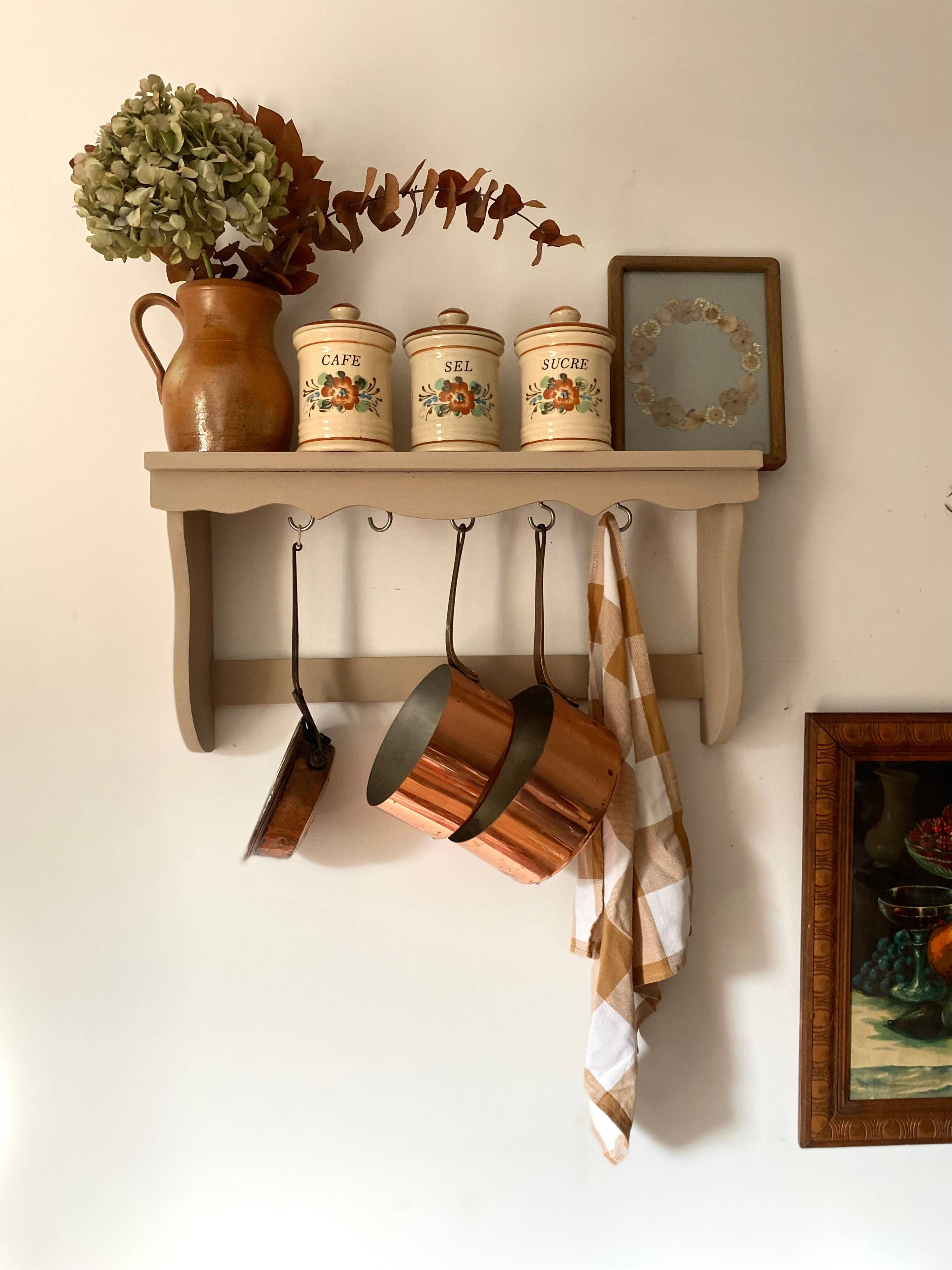Antique wooden wall shelf
