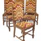 Set de 6 chaises hautes, tissu Missoni,1950