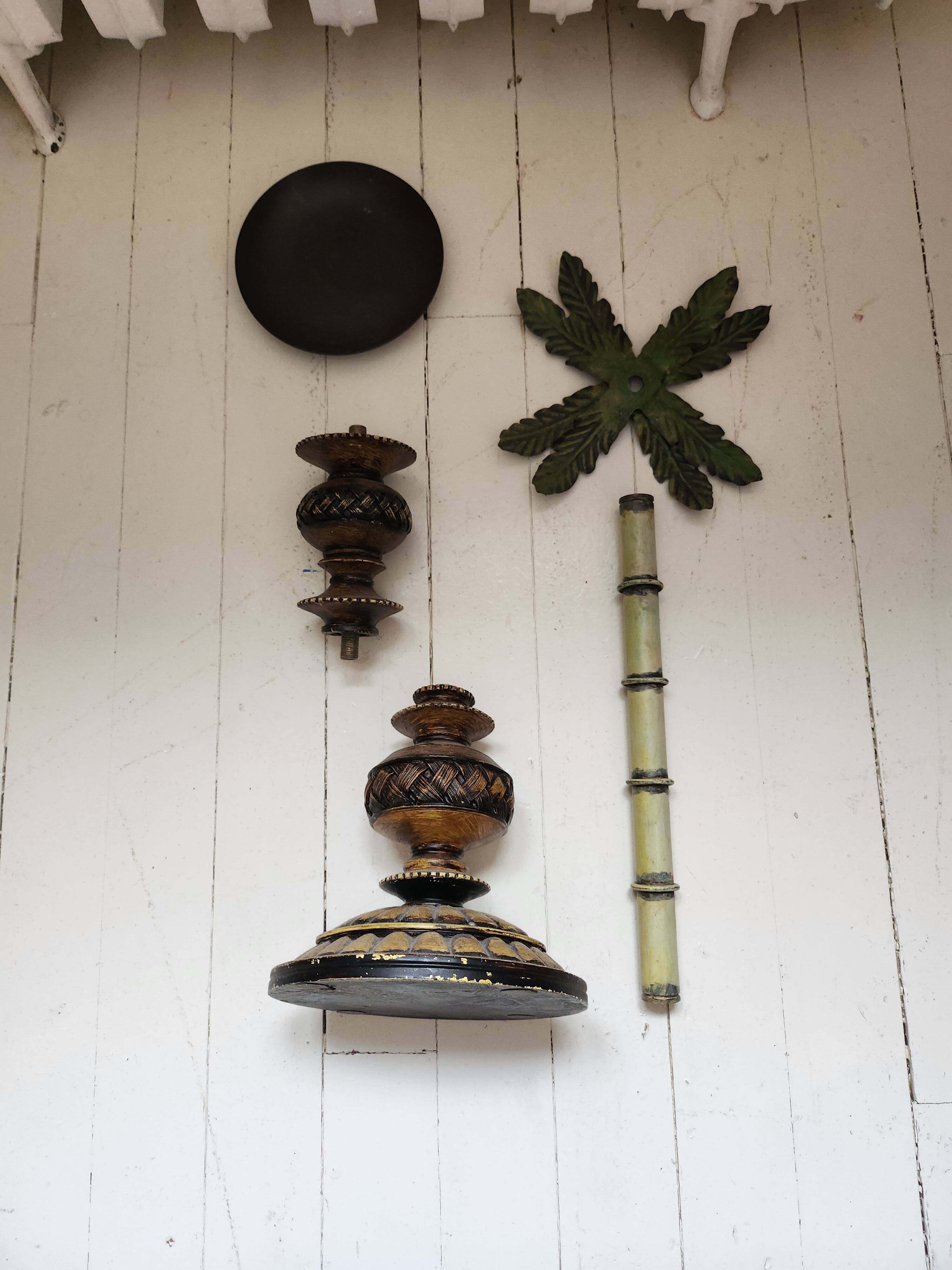 Wooden palm lamp bases or candle holders