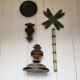 Wooden palm lamp bases or candle holders