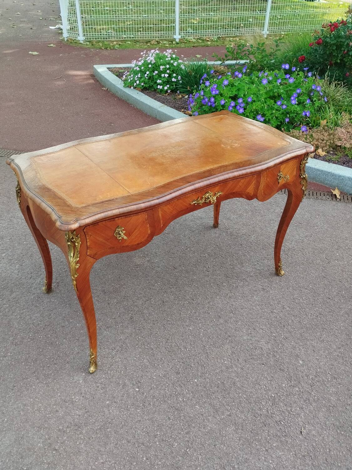 antique Louis XV style marquetry desk
