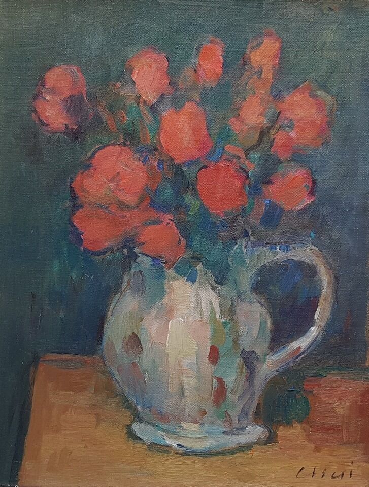 Painting by Nagao Usui: "Bouquet of Red Flowers"