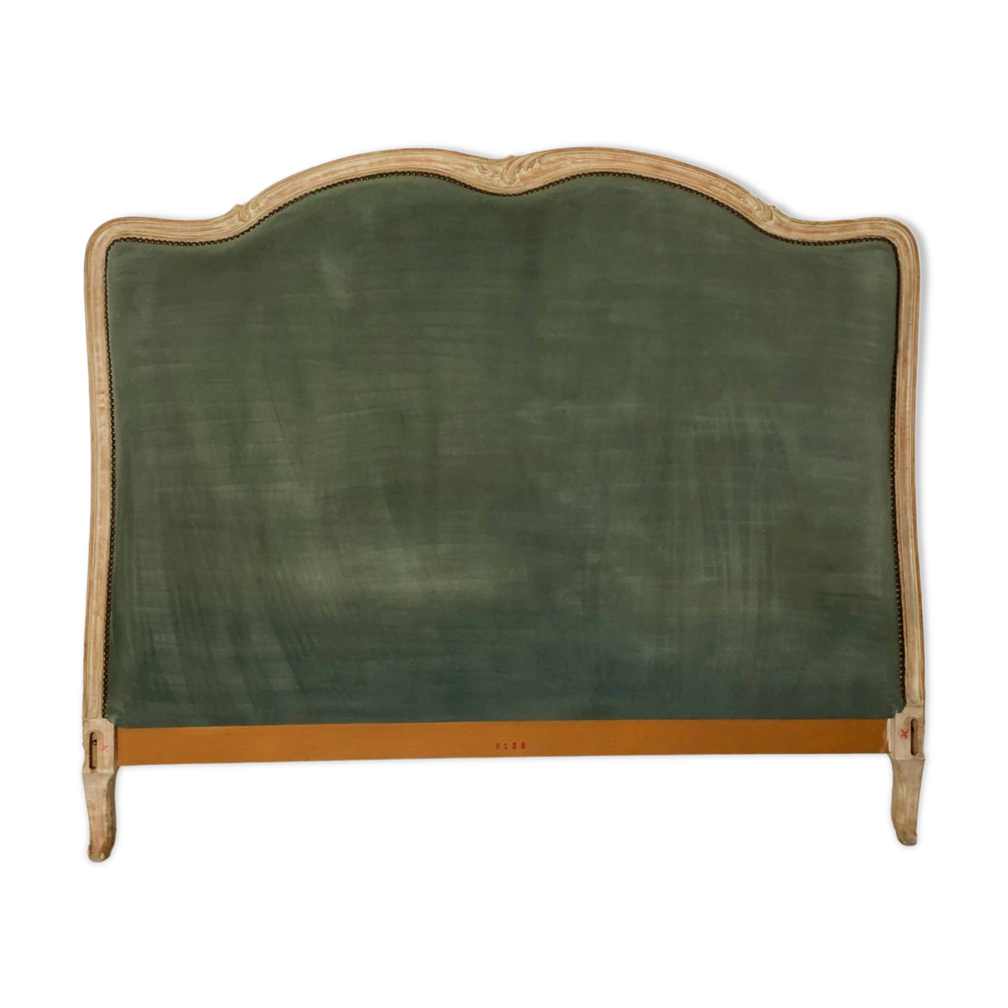 Large headboard, Louis XV style, clay green and wood