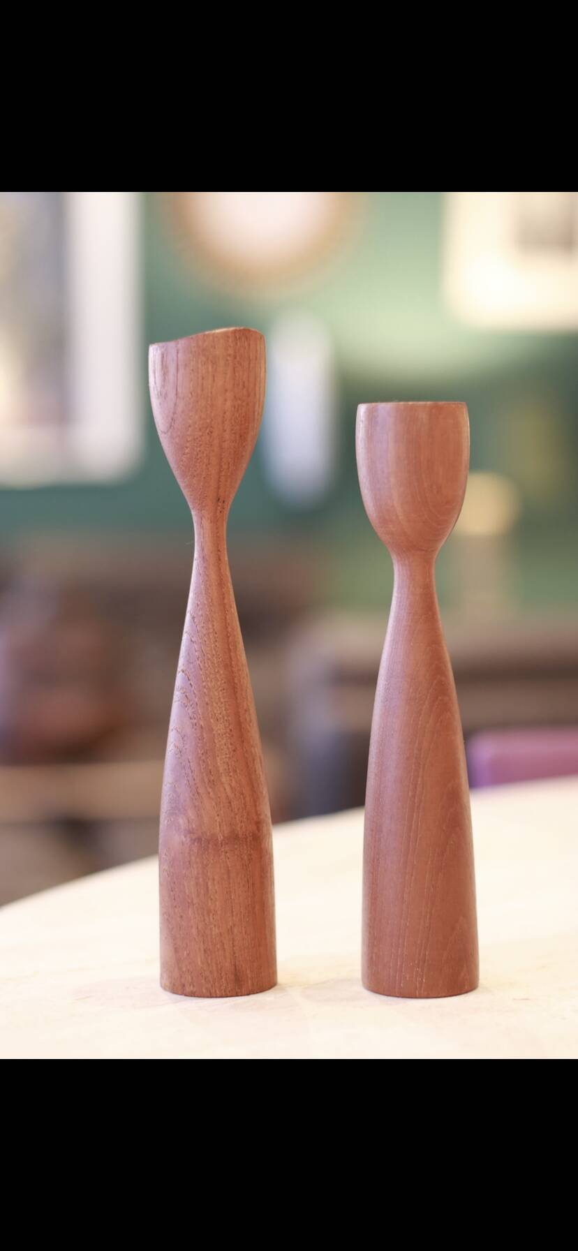 Scandinavian vintage teak candle holders