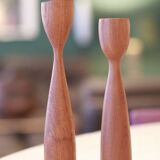Scandinavian vintage teak candle holders