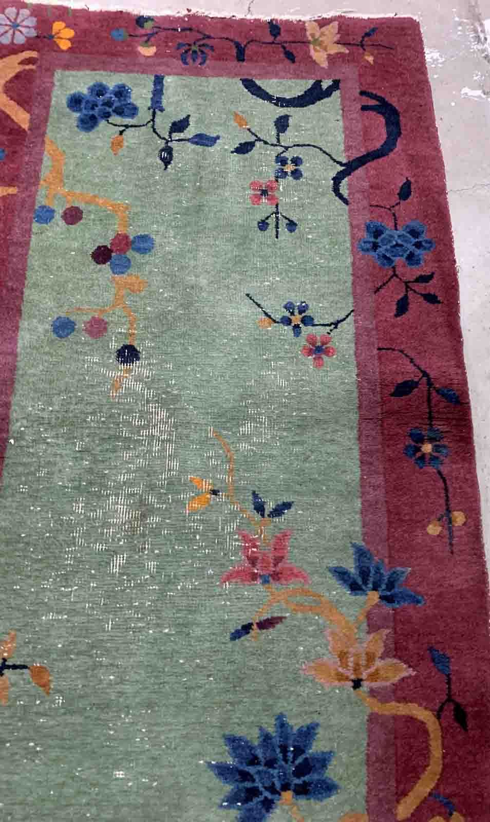 Antique chinese carpet art deco handmade 79cm x 134cm 1920s
