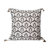 Ottoman cushion cover in white,grey ikat style - 50 x 50