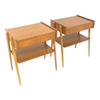 Set of 2 Scandinavian teak bedside tables, Carlström, Sweden, 1960