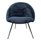 Vintage Black Sheepskin Armchair