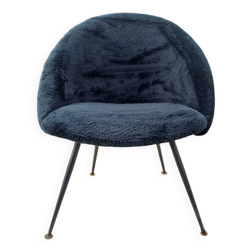 Vintage Black Sheepskin Armchair