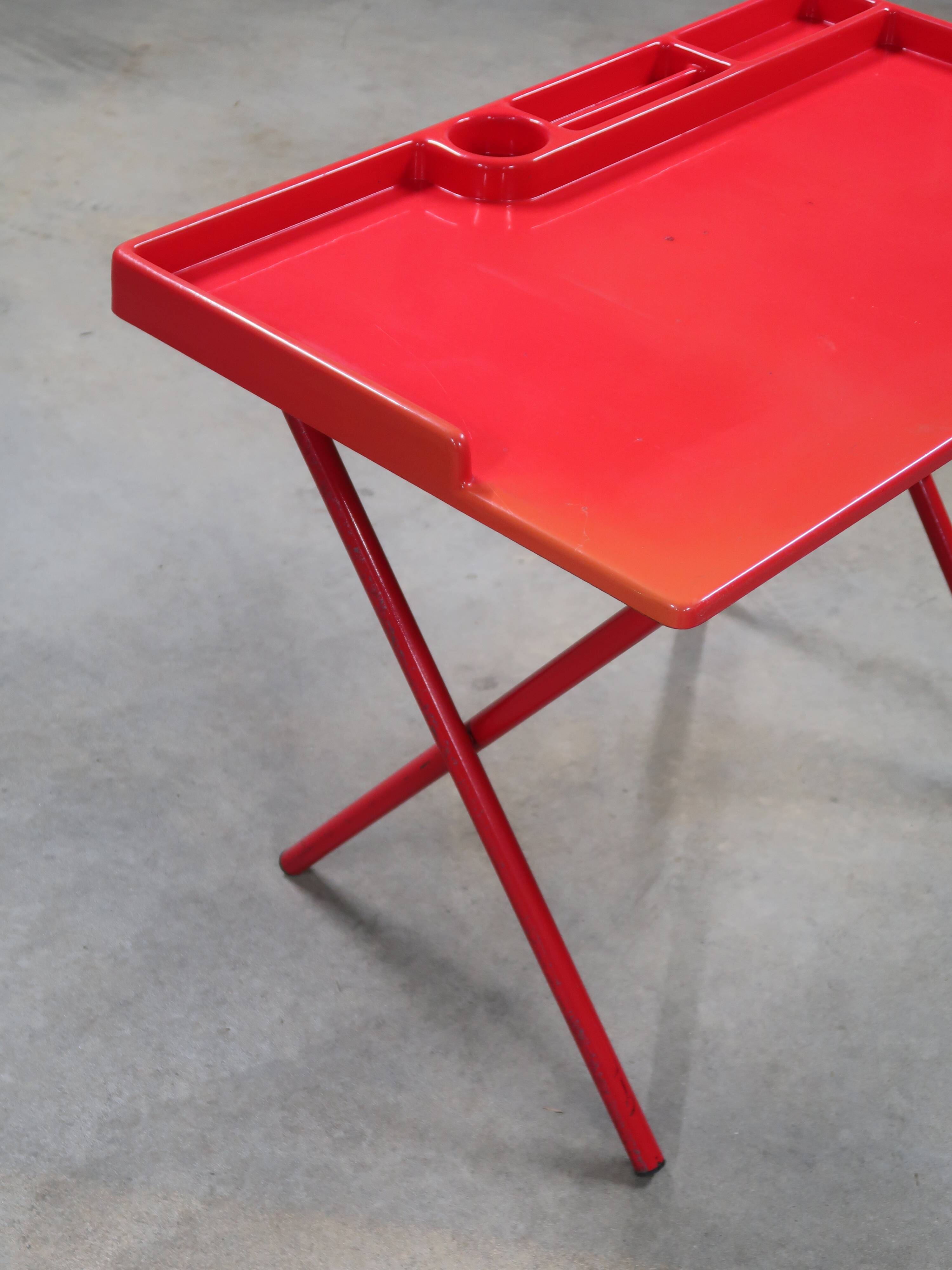 Vintage 80s red fiberglass desk