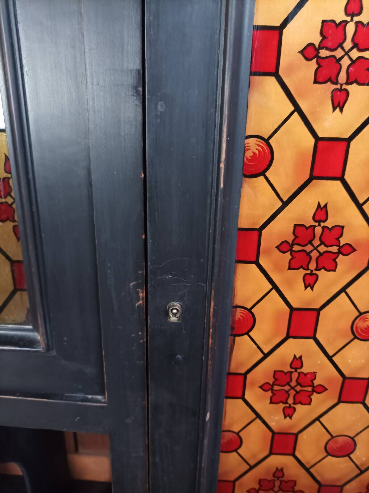 Vintage painted wooden bookshelf