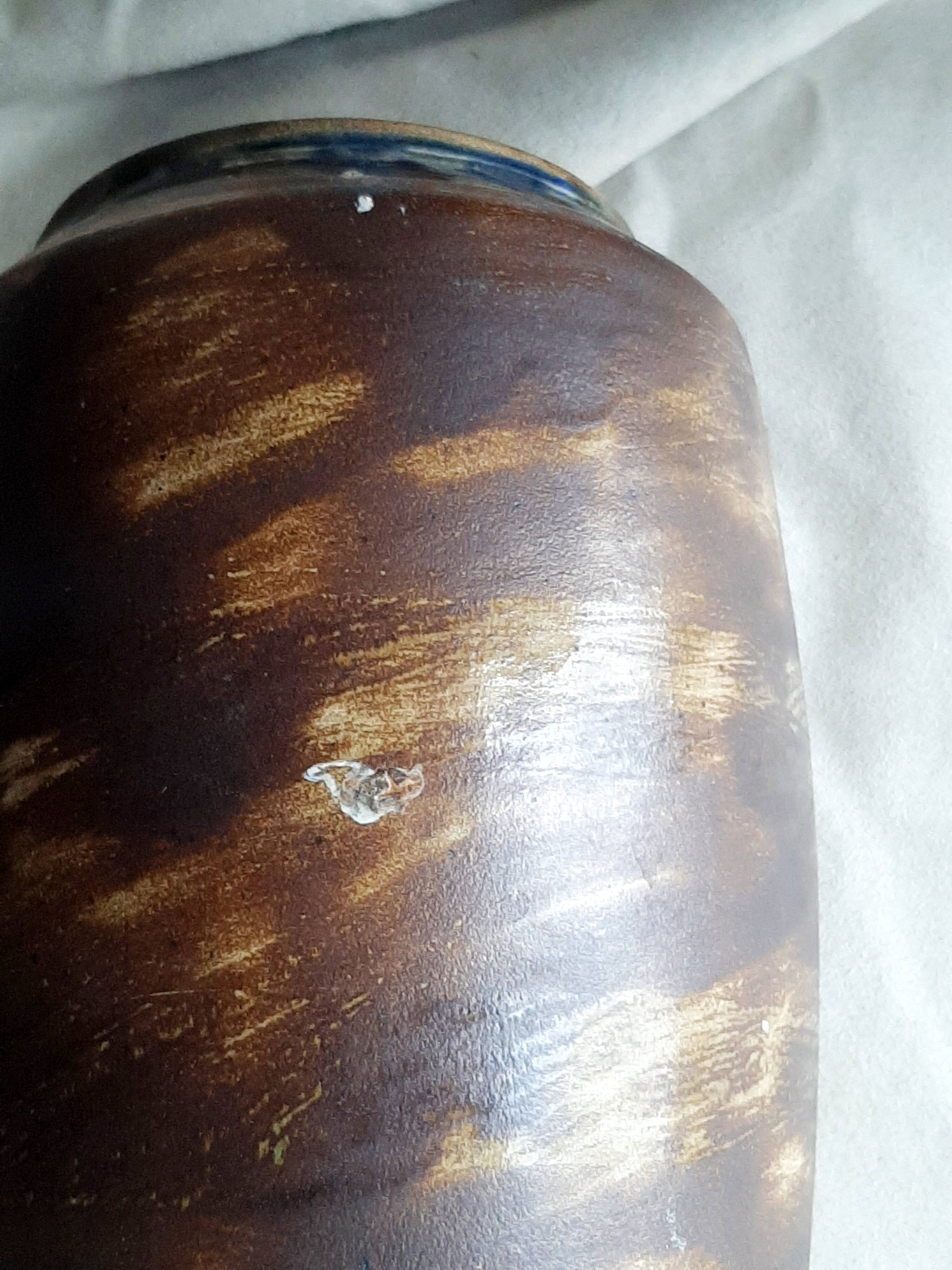 Glazed stoneware vase signed