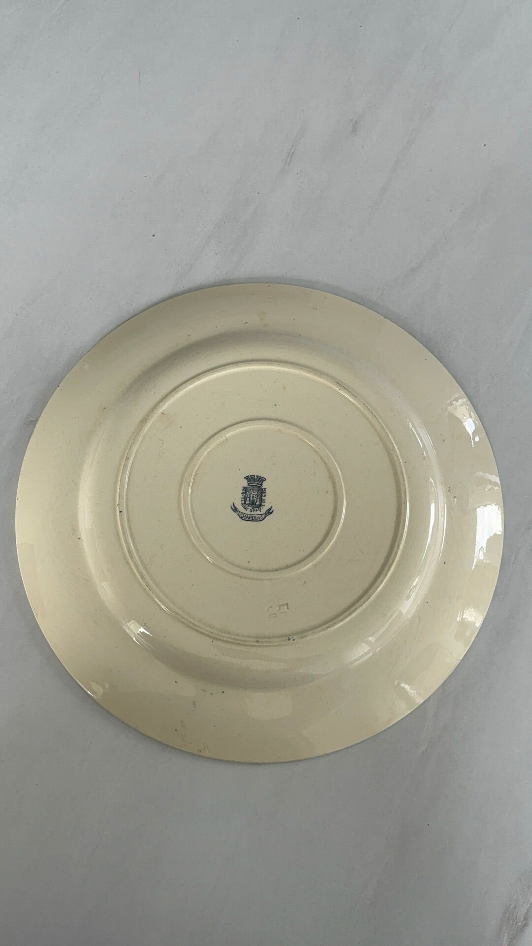 Old round ironstone plate from Gien, Chardons model - serving plate.