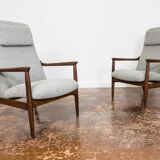 Pair of Mid-Century High Back Armchairs, Edmund Homa, GFM, Poland, 1960s,