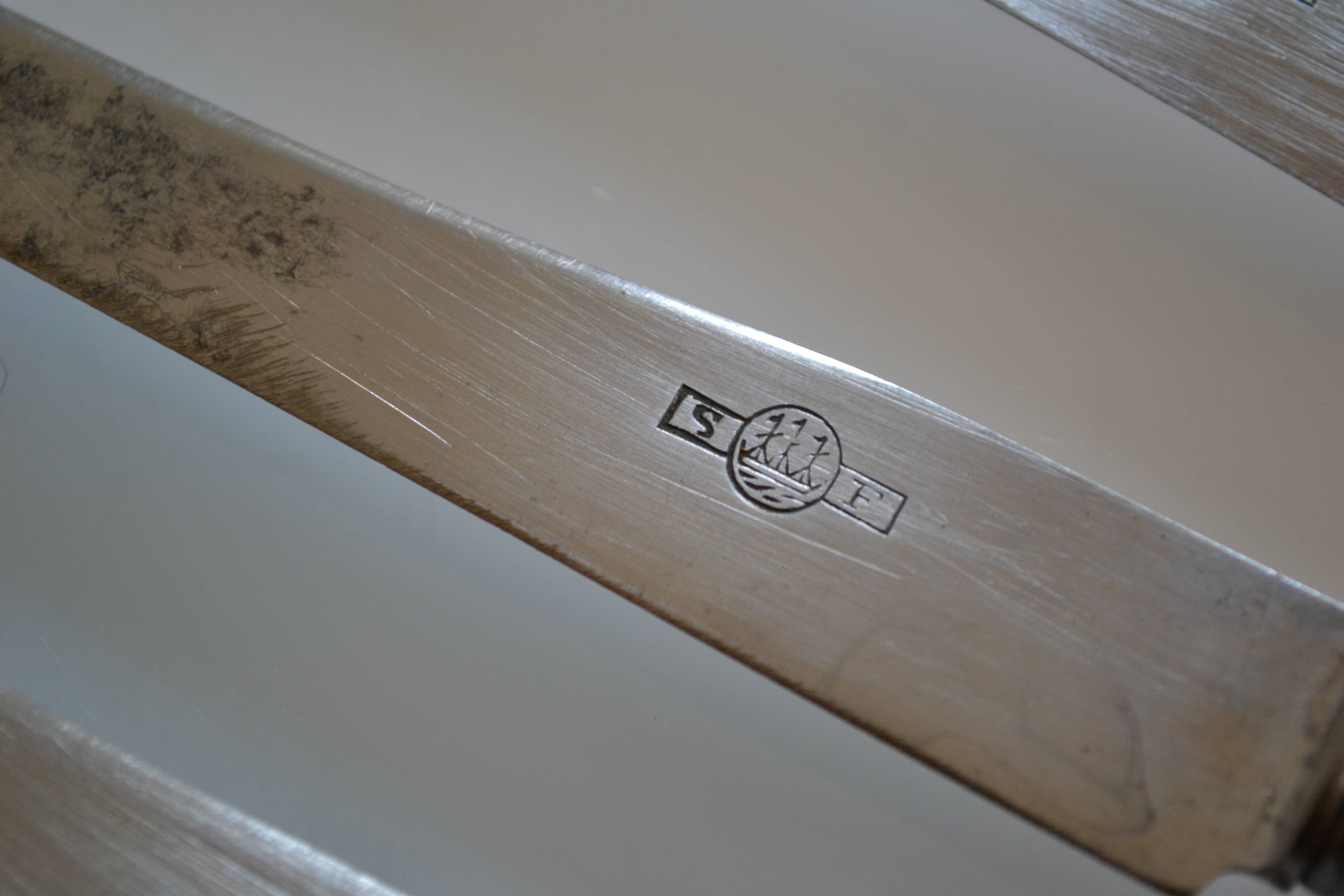 12 silver metal dessert or cheese knives