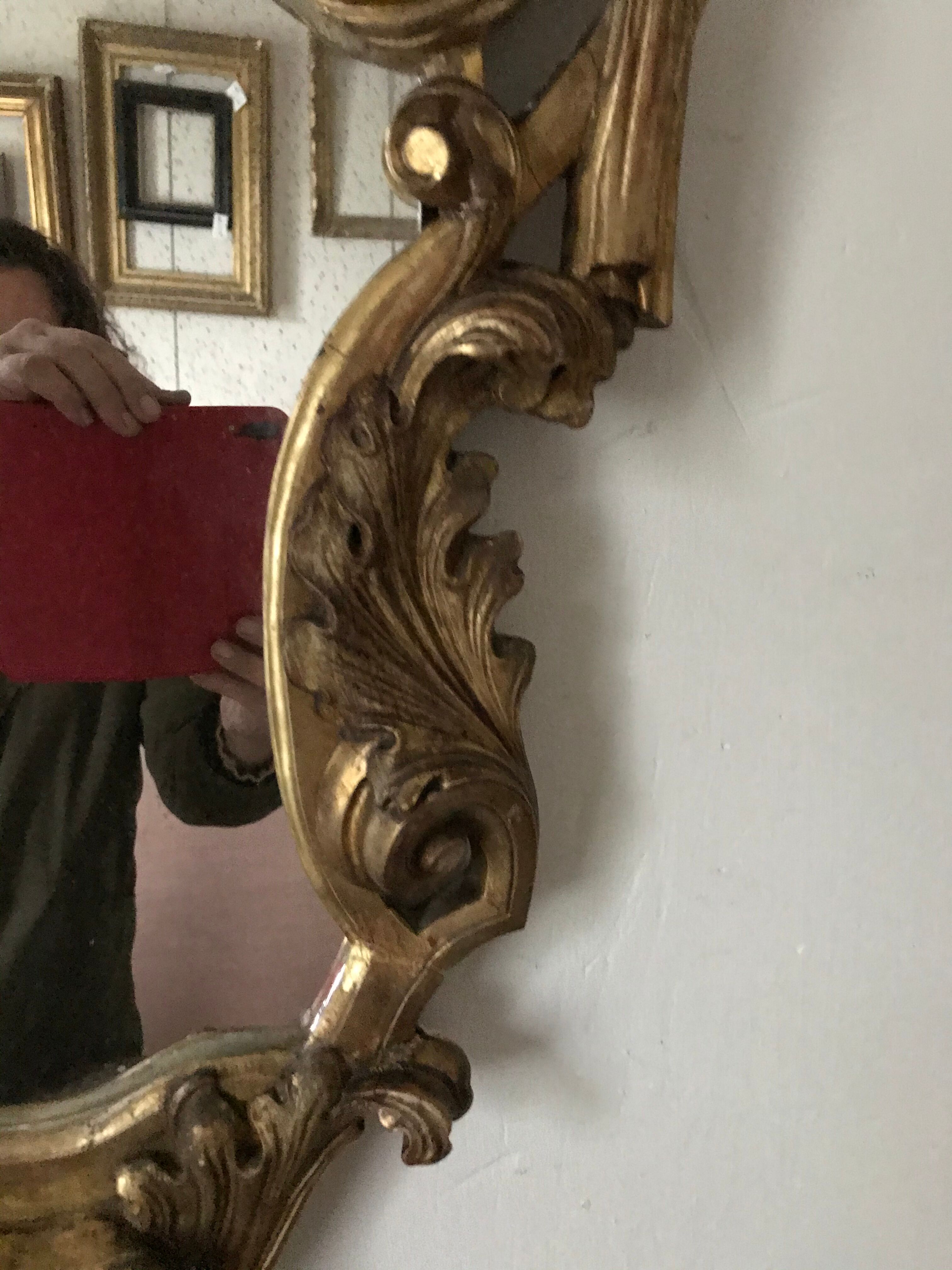 Golden mirror with gold leaf, 64 x 44 cm