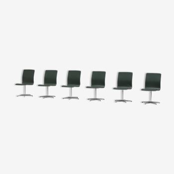 Ensemble de 6 chaises pivotantes Arne Jacobsen Oxford pour fritz hansen