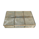 Vintage handkerchief box in philippine mother-of-pearl and circa brass 1970