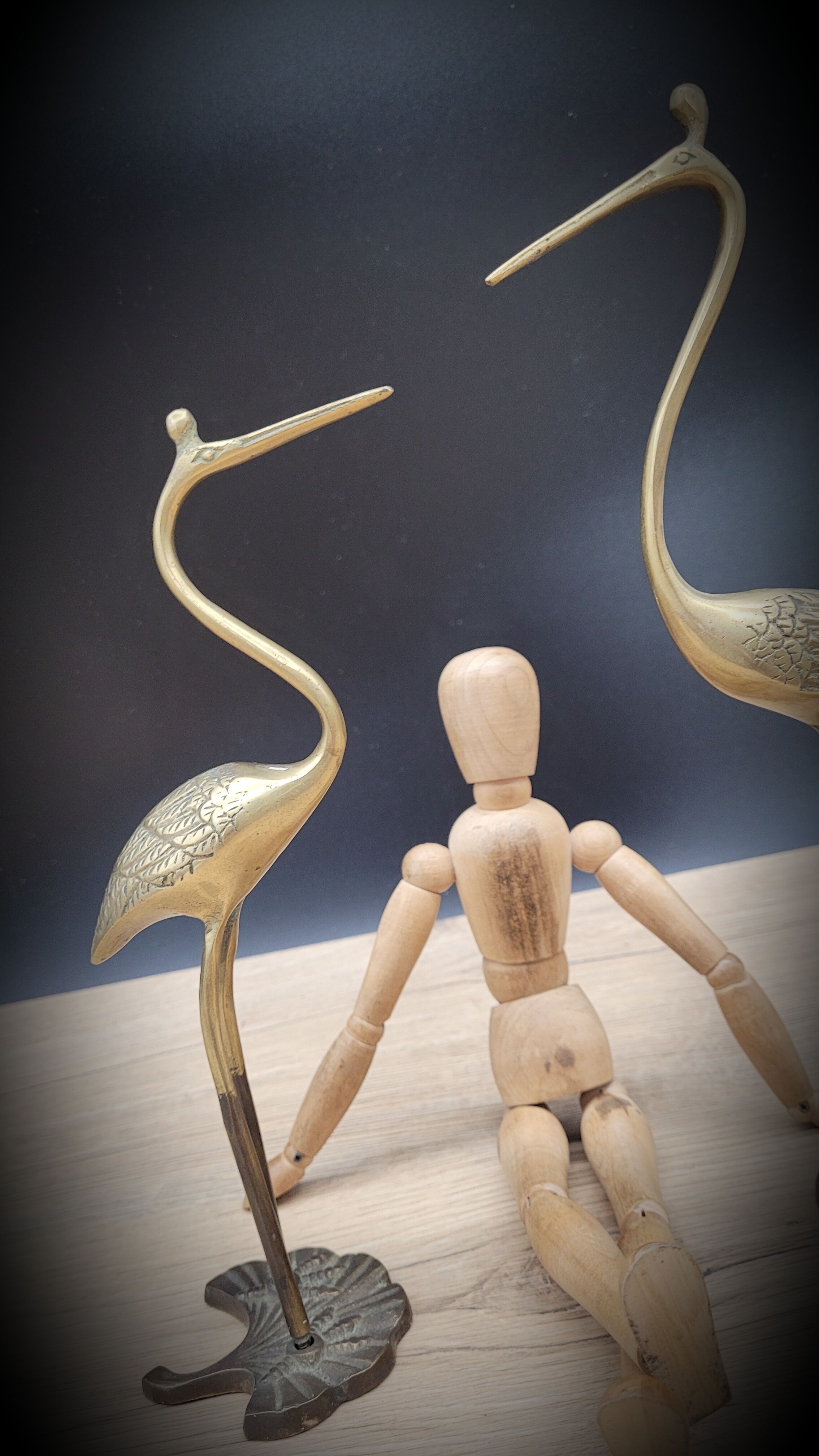 Duo ashy herons in brass