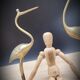 Duo ashy herons in brass