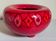 Vintage bright red enamel ceramic tripod vase