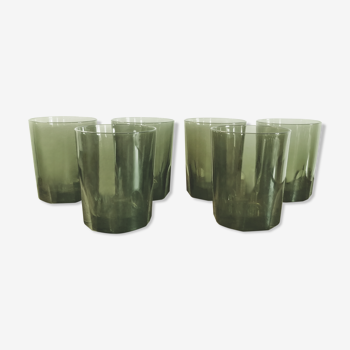 6 verres vert fumé vintage Bartissol