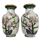 Pair of small vintage cloisonné vases