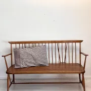 Vintage mid-century slatted bench from the 1960s.