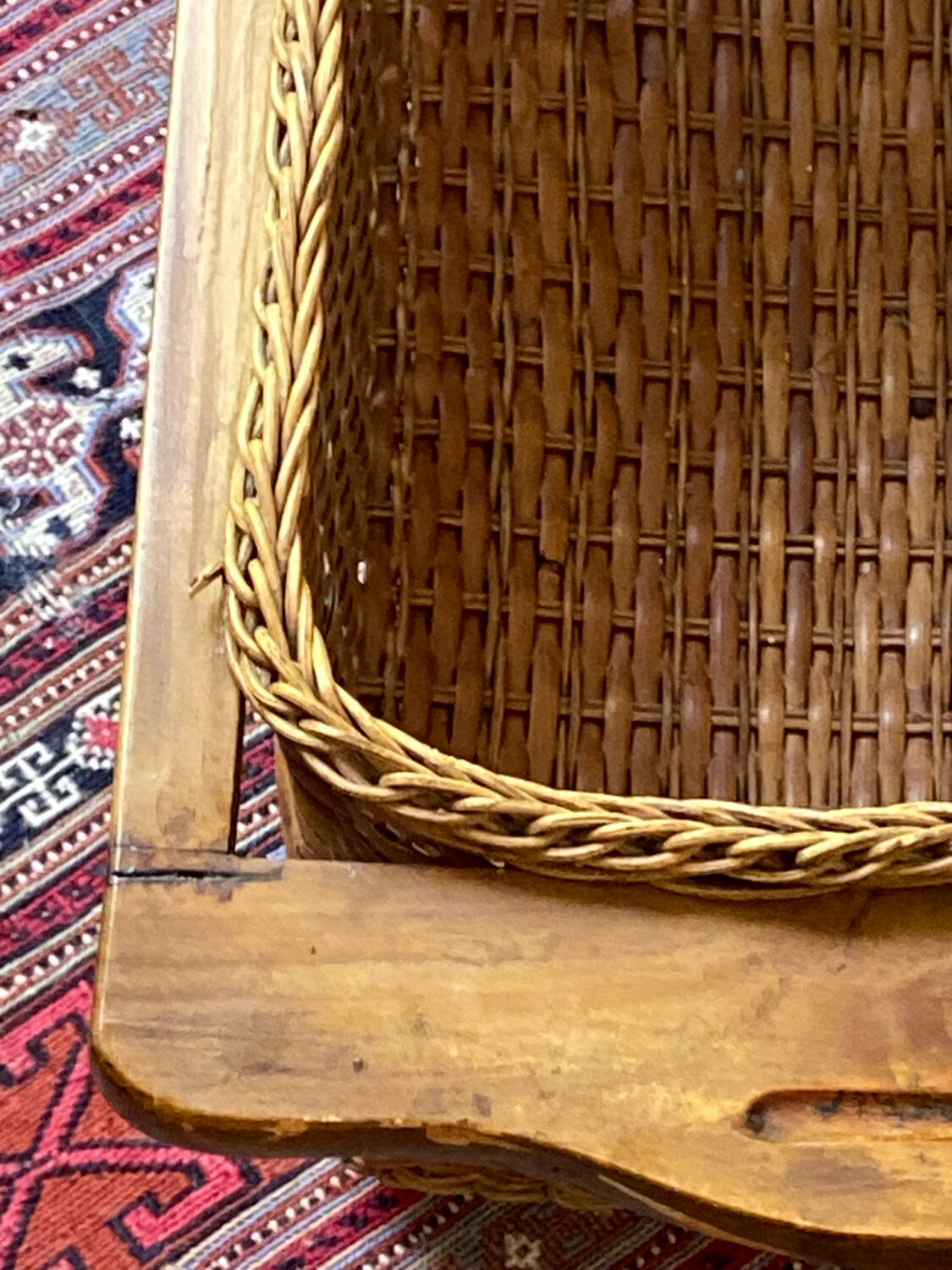 Wicker and wood basket