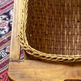 Wicker and wood basket