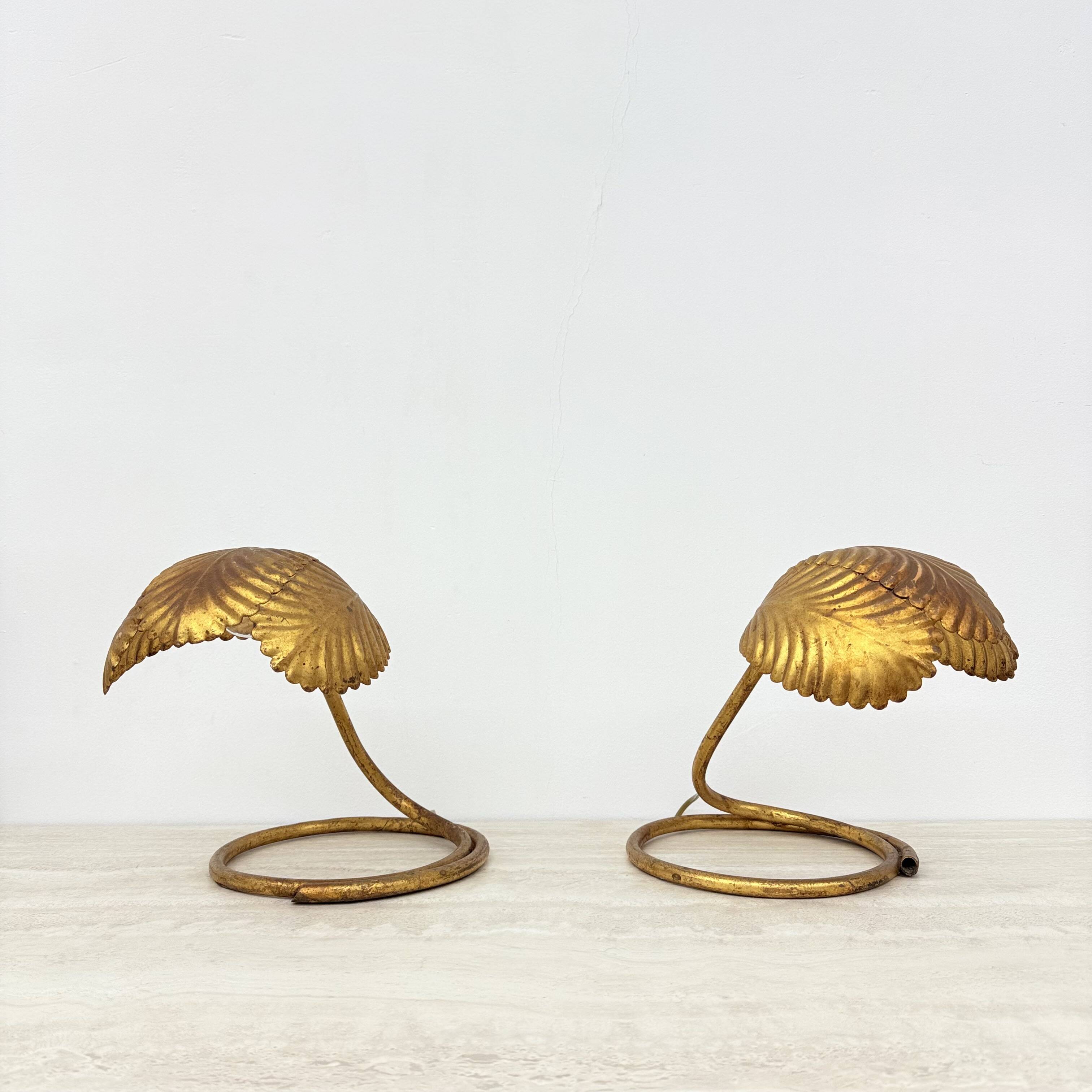 Pair of Mid-century table lamp leaf , 1970s