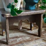 Mini-bench stool in old patinated solid wood