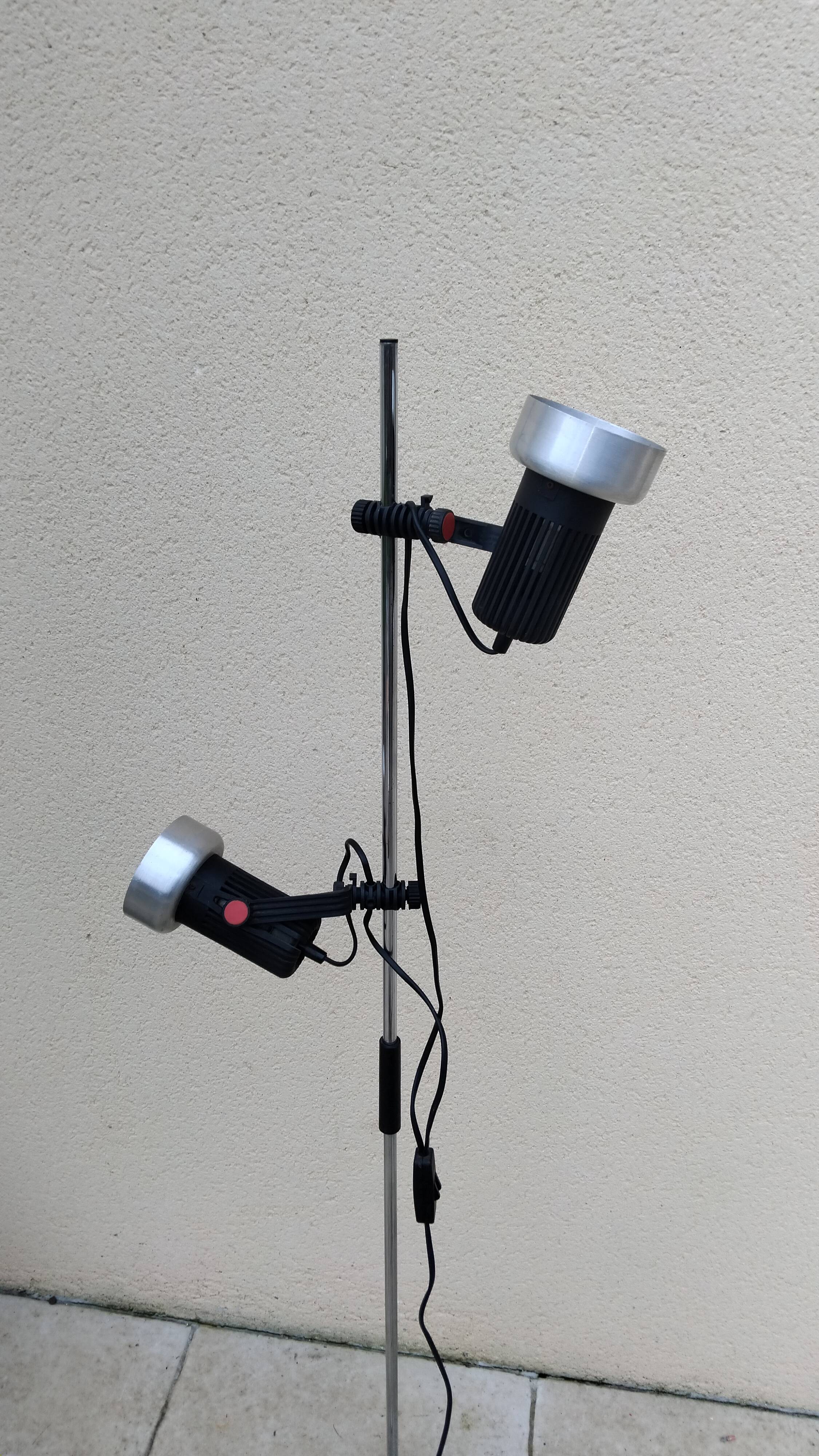 Lampadaire vintage à 2 spots des années 70 édité par Miwi