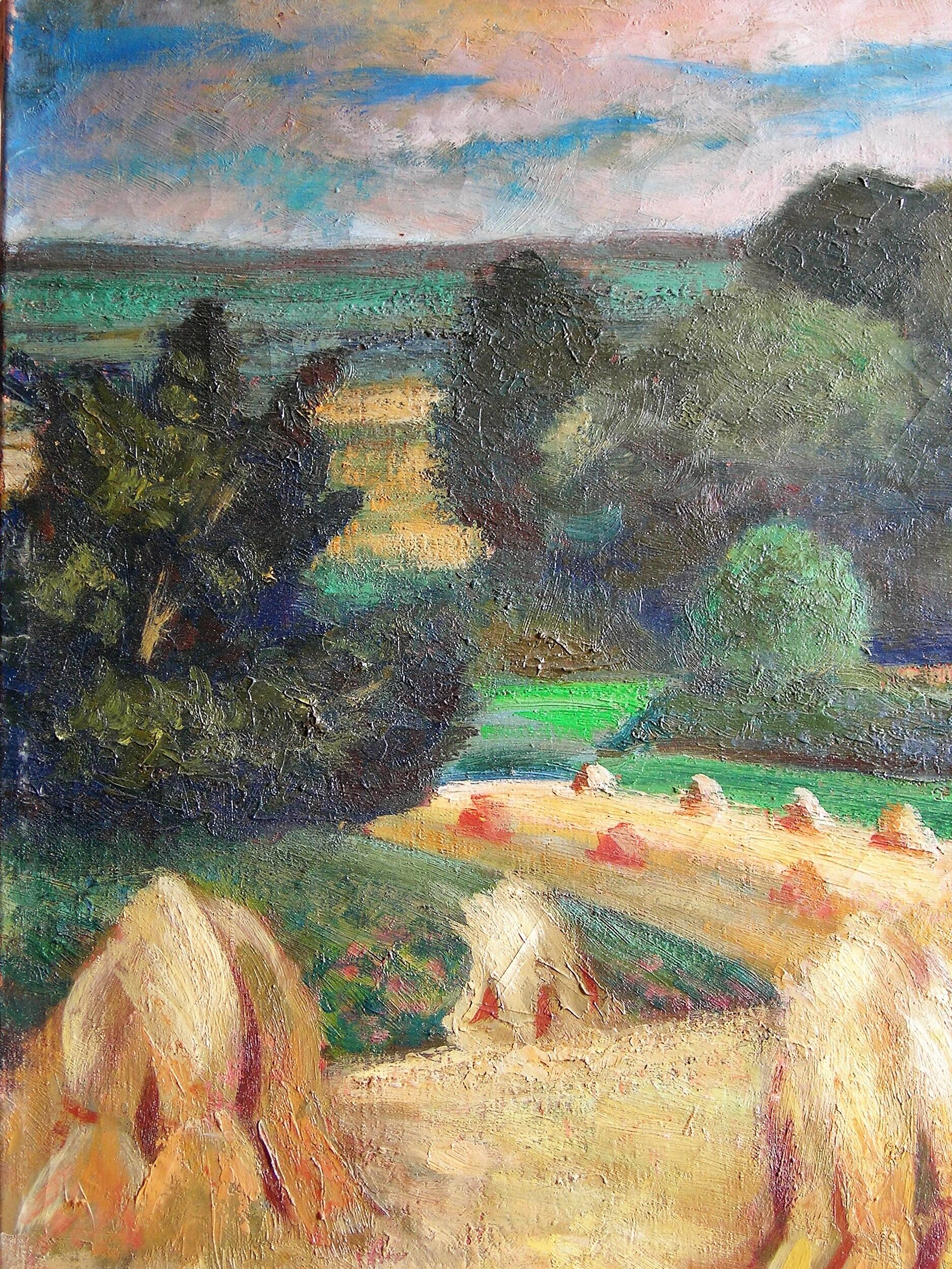 Countryside landscape at the harvest of H.Ouvrard (XXth)