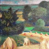 Countryside landscape at the harvest of H.Ouvrard (XXth)