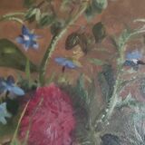 Old painting oil on wood signed