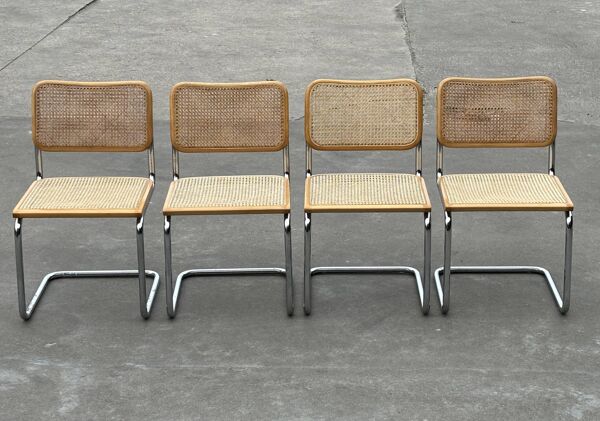 Ensemble de 4 chaises modèle Cesca B32 conçu par Marcel Breuer design