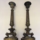 Pair of antique bronze torches