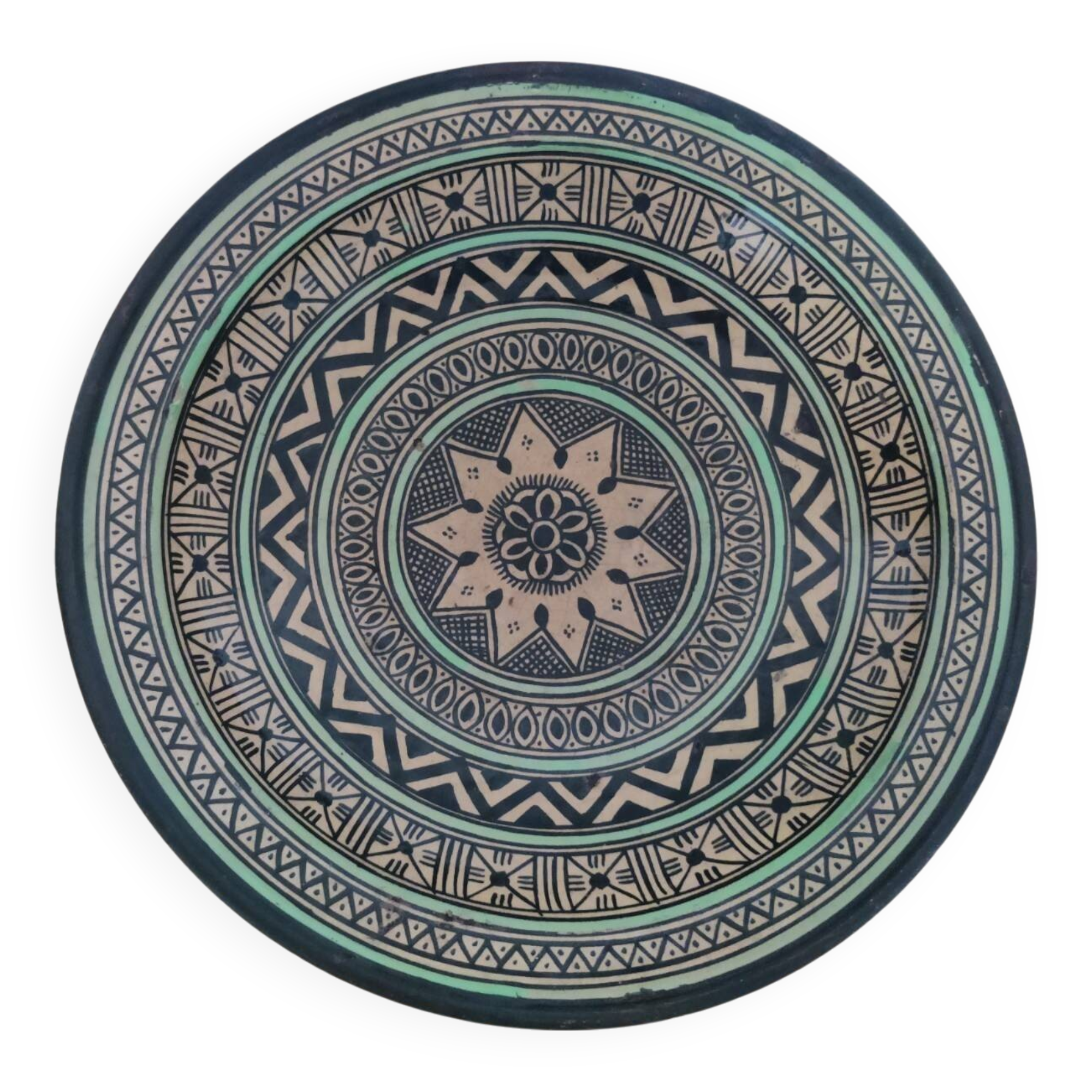 Large Antique Oriental Moroccan Ceramic Platter, 1950