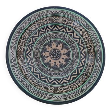 Grand Plat Céramique Ancienne Oriental Maroc 1950