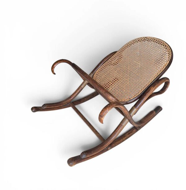Repose-pieds en bois cintré et en osier modèle 7001 par Michael Thonet pour Thonet / années 1930