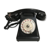 Ancien telephone bakelite noir cadran transparent années 40 50 vintage