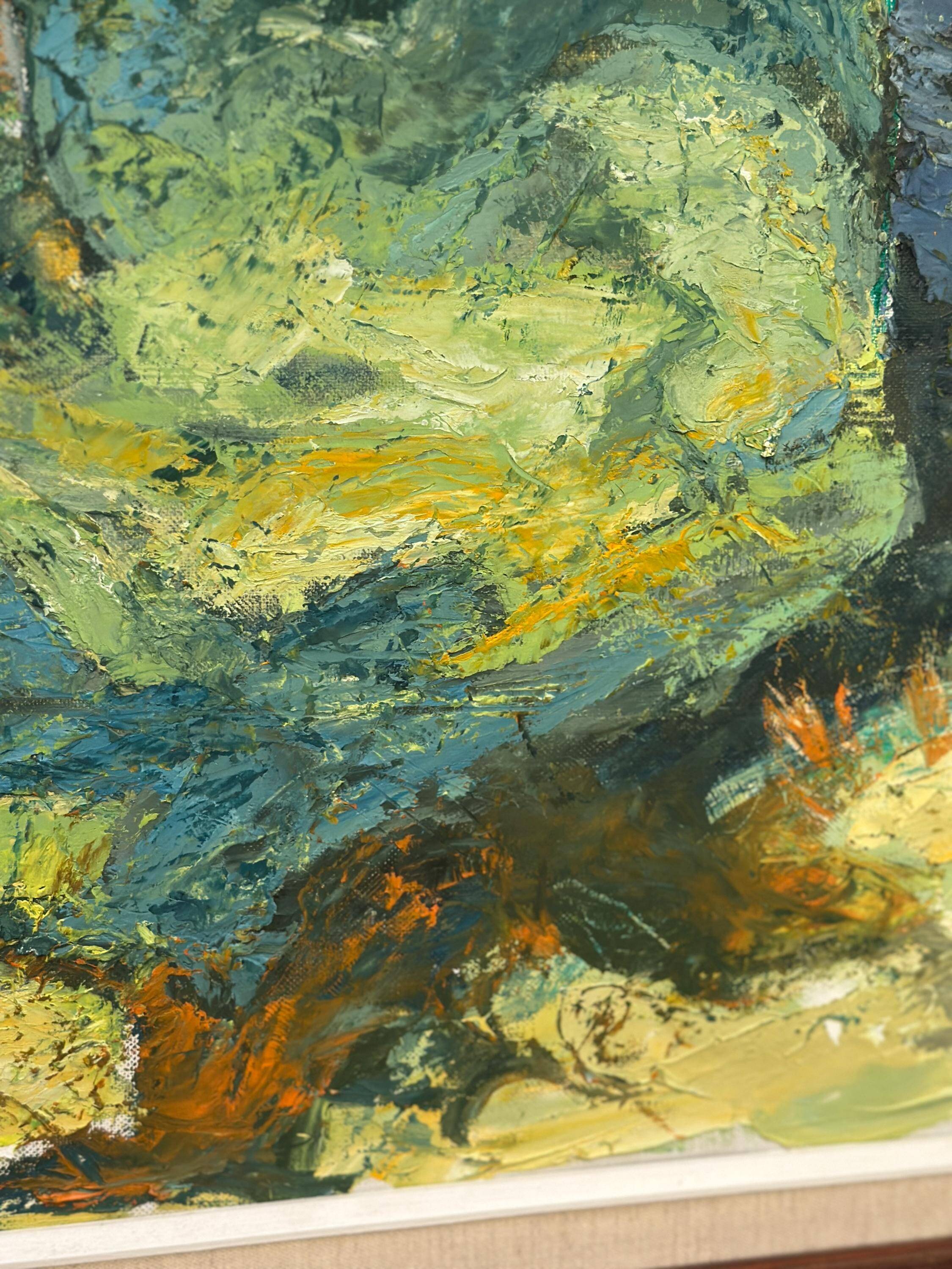 Original Mid Century Swedish Oil on Canva"Forest Brows" by Inga Öfjäll