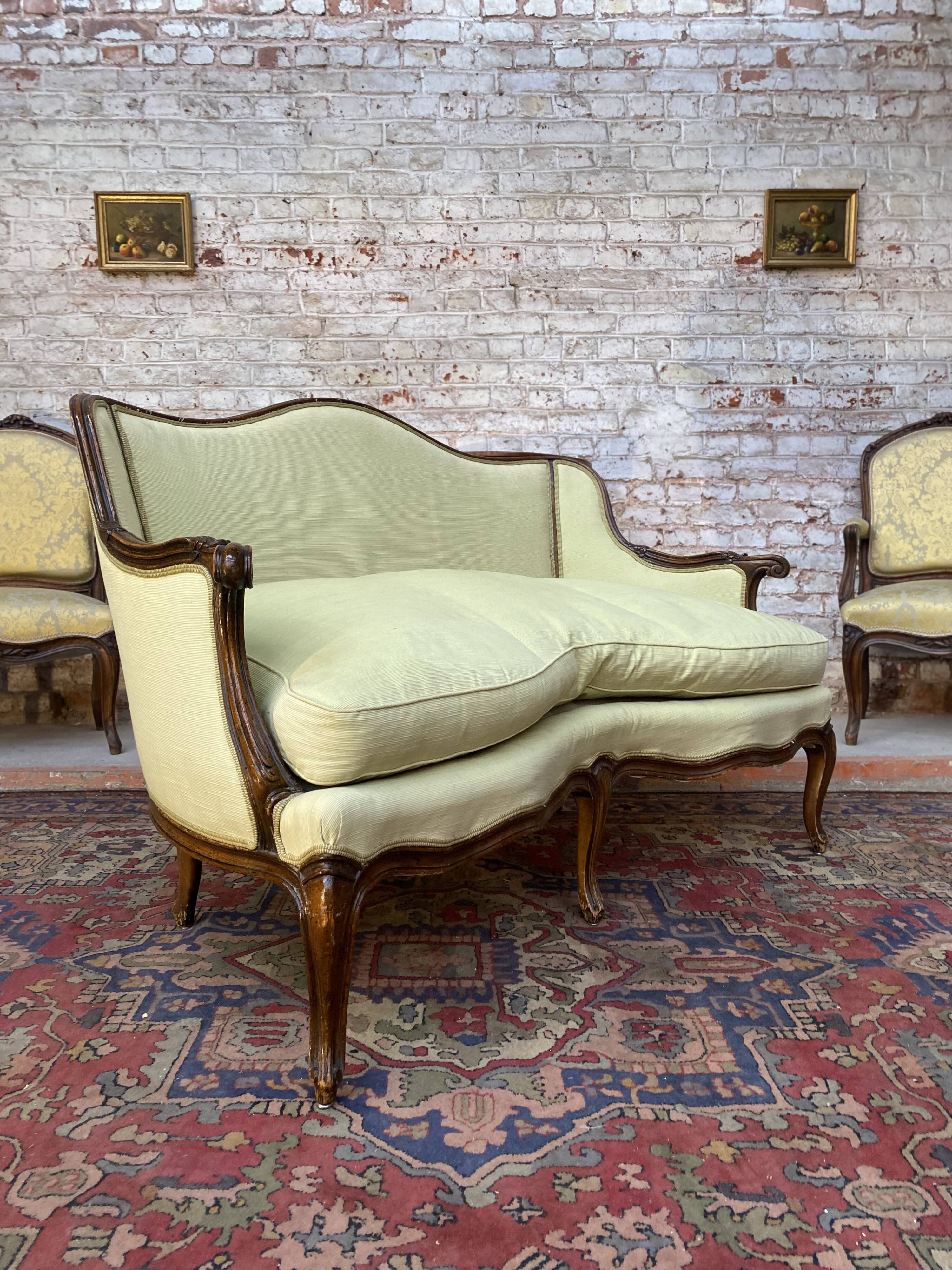 Sofa in natural wood style Louis XV XIX th century