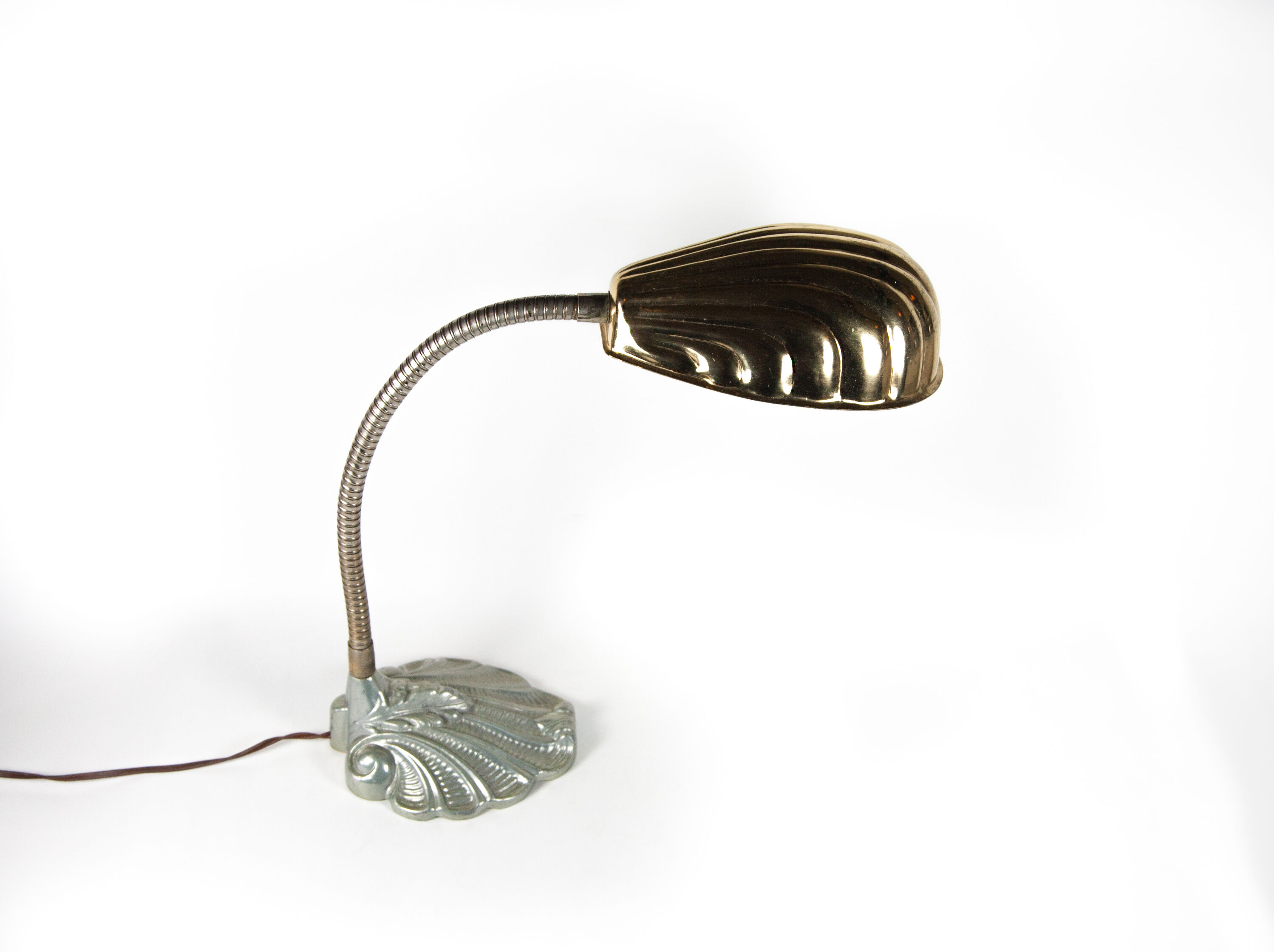 Vintage, lamp, lamp lamp bedside, lampe lamp table lamp metal and cast aluminum, shell, office, art deco lamp, table lamp