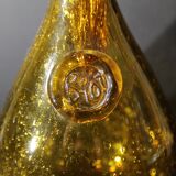BIOT orange bubbled glass hourglass carafe