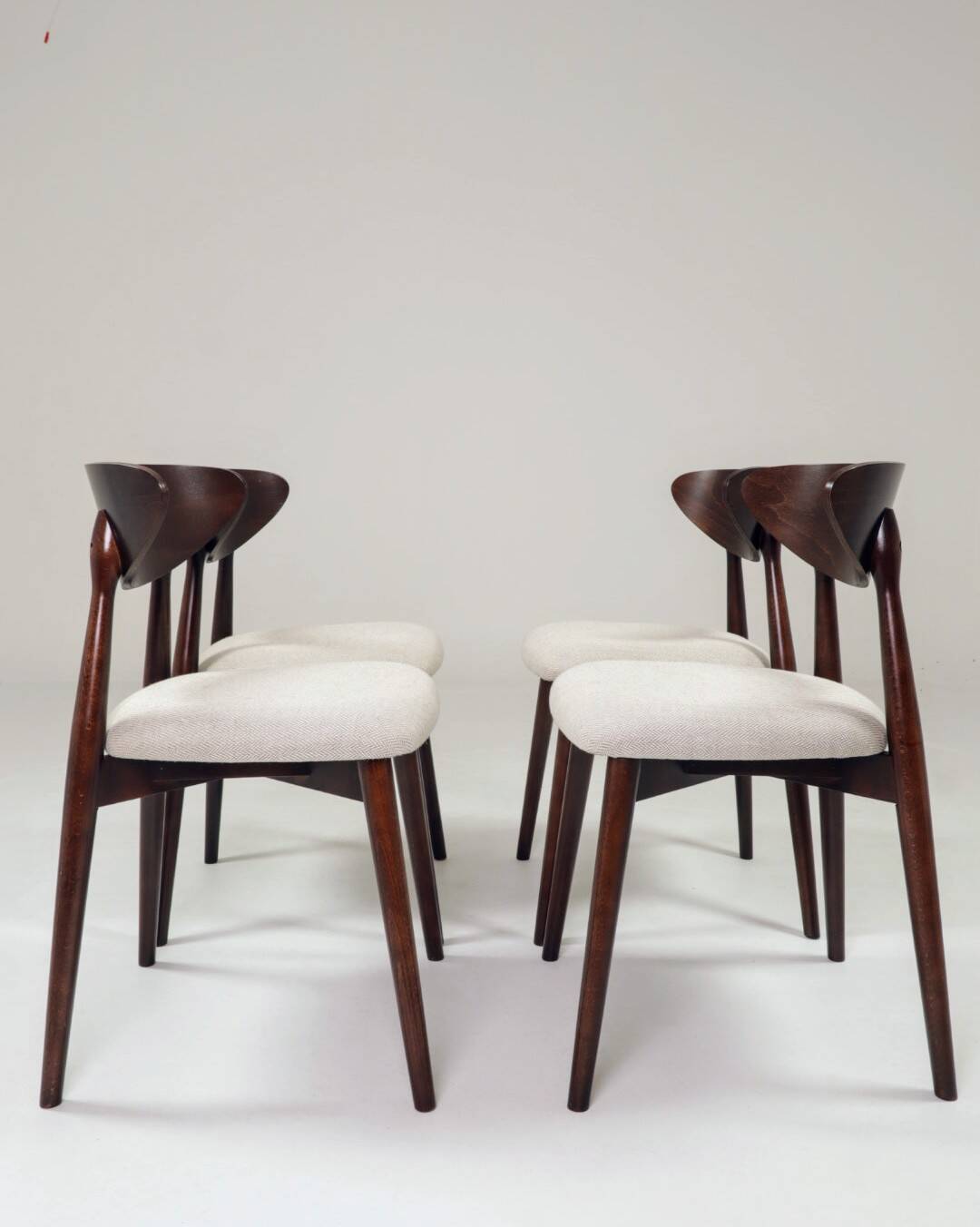 Dining chairs set of 6 heritage herringbone Beige linen